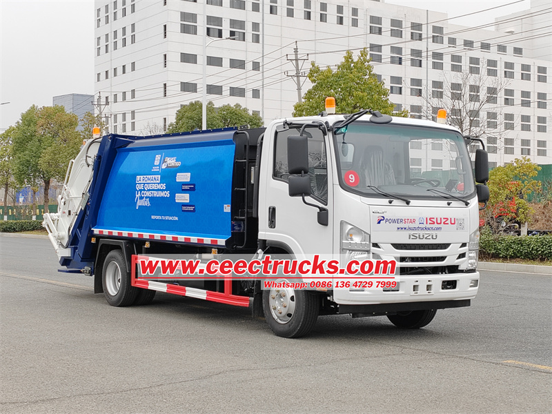 Isuzu NPR ELF automatic refuse service rear loader 