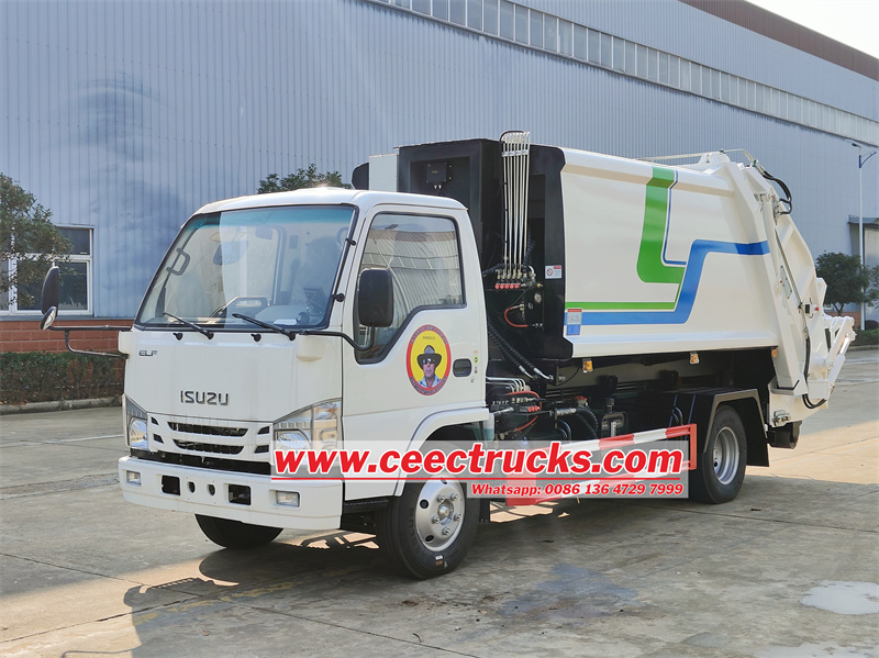 Isuzu hook loader garbage compactor truck