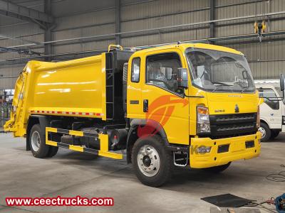 Howo 4x2 Compress Garbage Truck 8cbm Rear Loading Disposal Refuse Waste Compactor Truck