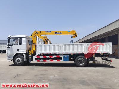 Shacman 4x2 dropside cargo truck mounted XCMG 6.3tons boom crane