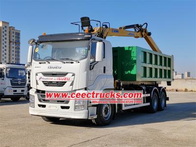 Isuzu 18 T hook lift garbage loader with hydraulic crane