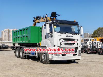 Isuzu 18 T hook lift garbage loader with hydraulic crane